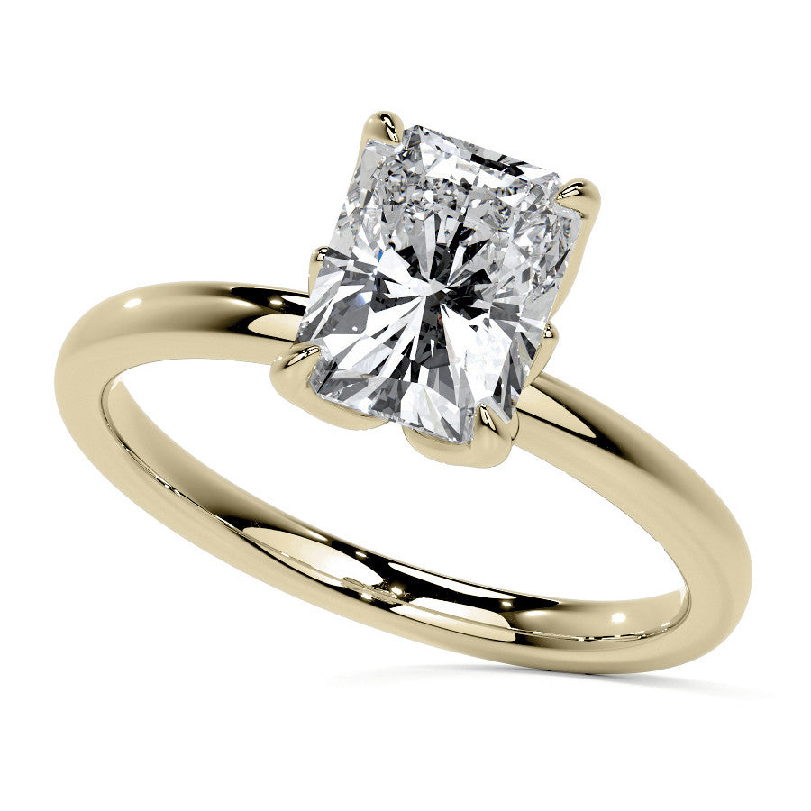 4-Prong Emerald / Radiant Petal Inspired Moissanite Solitaire Ring