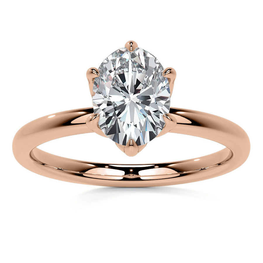 6-Prong Oval Petal Inspired Moissanite Solitaire Ring