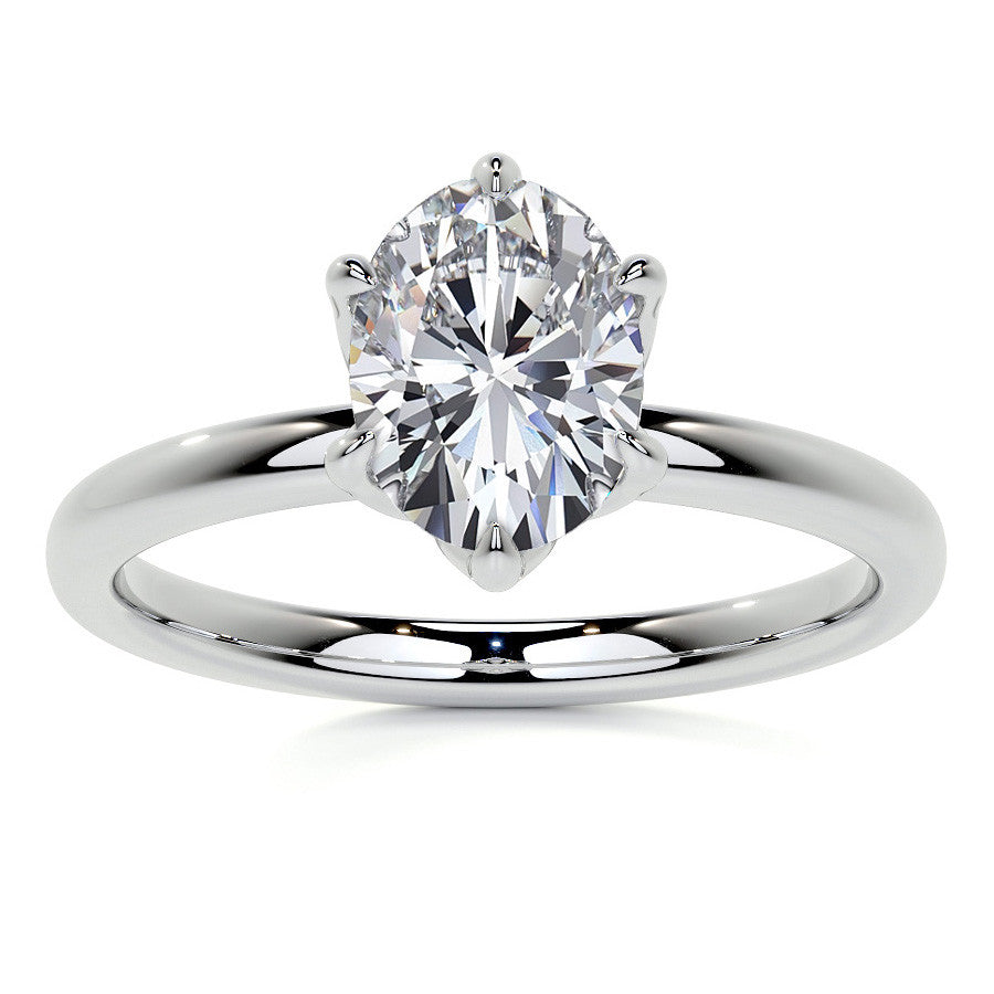 6-Prong Oval Petal Inspired Moissanite Solitaire Ring