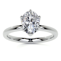 6-Prong Oval Petal Inspired Moissanite Solitaire Ring