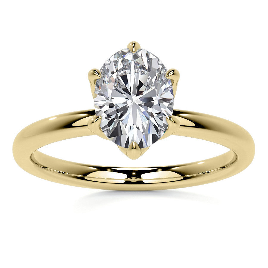 6-Prong Oval Petal Inspired Moissanite Solitaire Ring