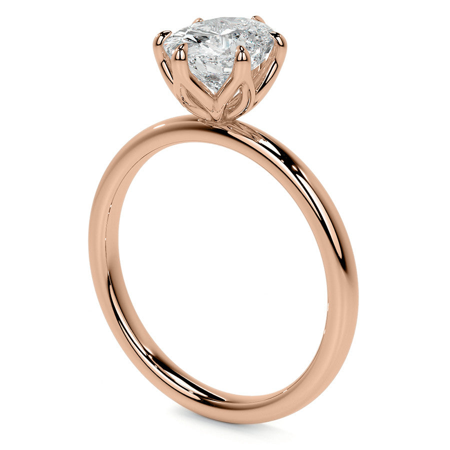 6-Prong Oval Petal Inspired Moissanite Solitaire Ring