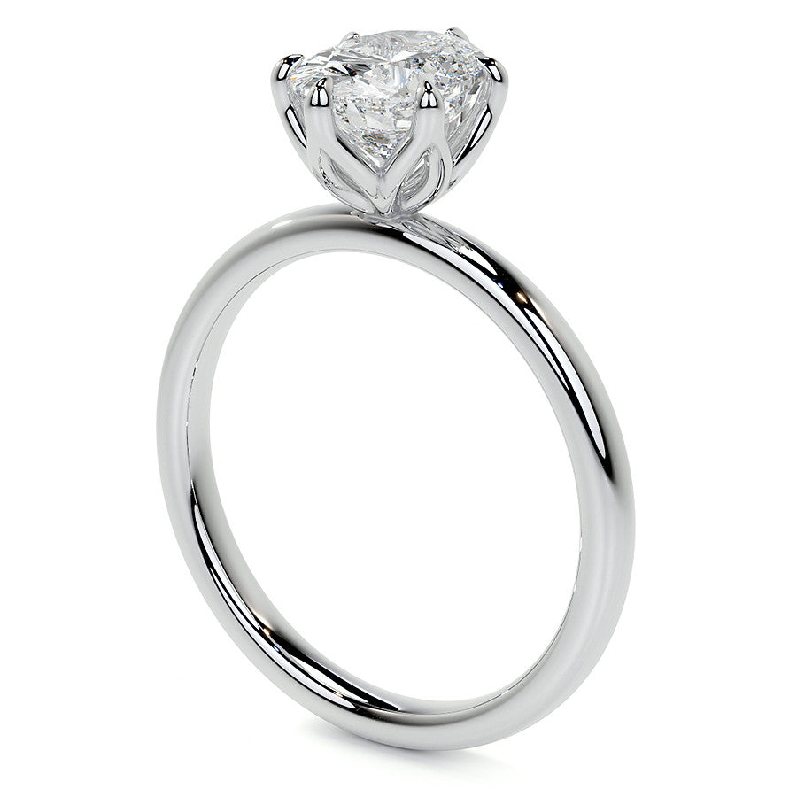 6-Prong Oval Petal Inspired Moissanite Solitaire Ring