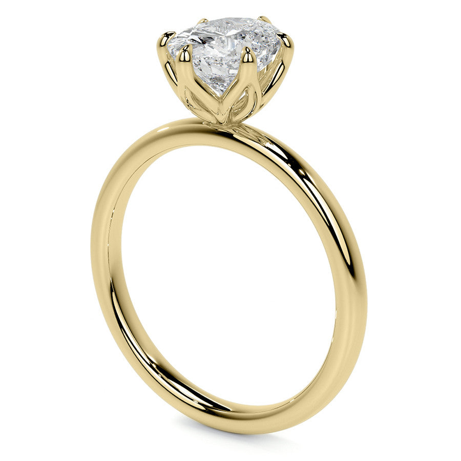 6-Prong Oval Petal Inspired Moissanite Solitaire Ring
