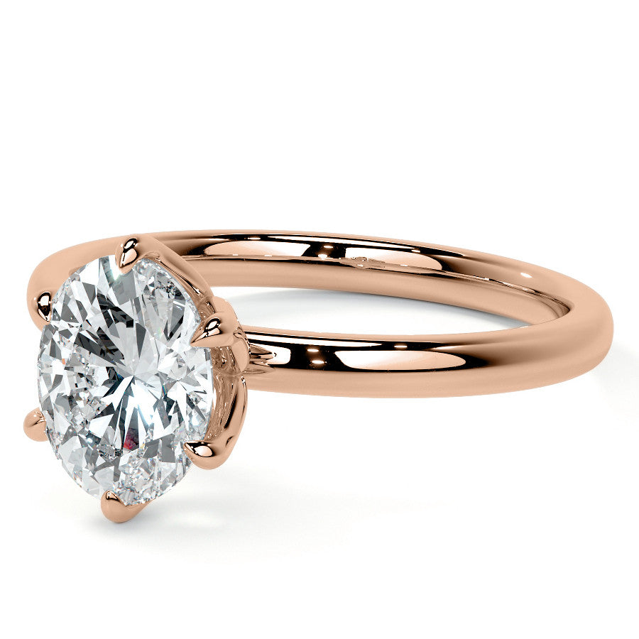6-Prong Oval Petal Inspired Moissanite Solitaire Ring