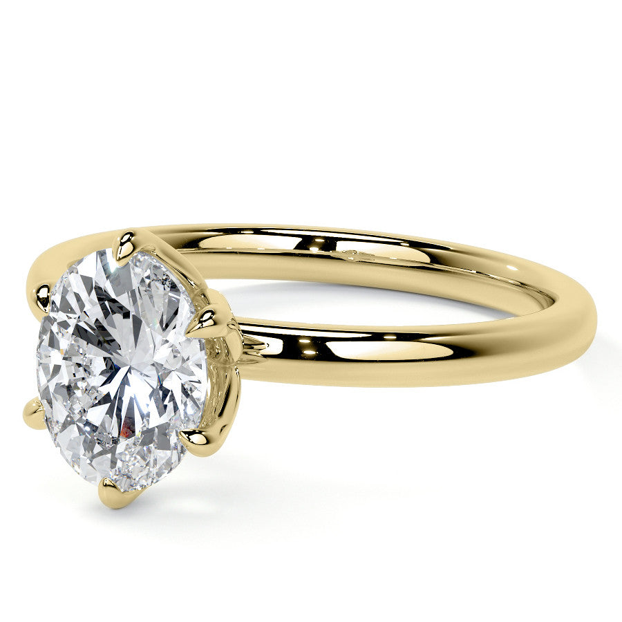 6-Prong Oval Petal Inspired Moissanite Solitaire Ring