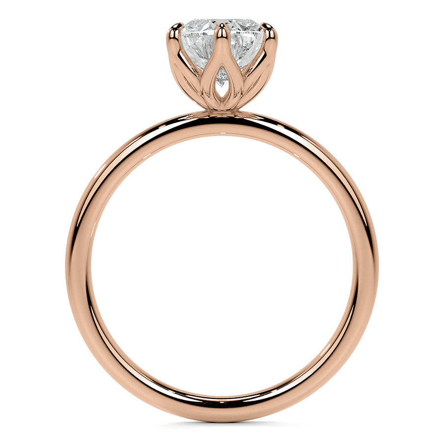 6-Prong Oval Petal Inspired Moissanite Solitaire Ring
