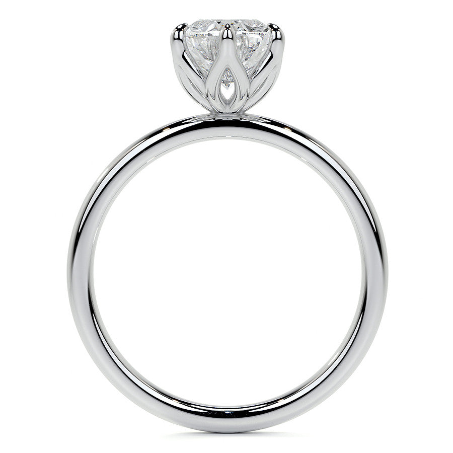 6-Prong Oval Petal Inspired Moissanite Solitaire Ring