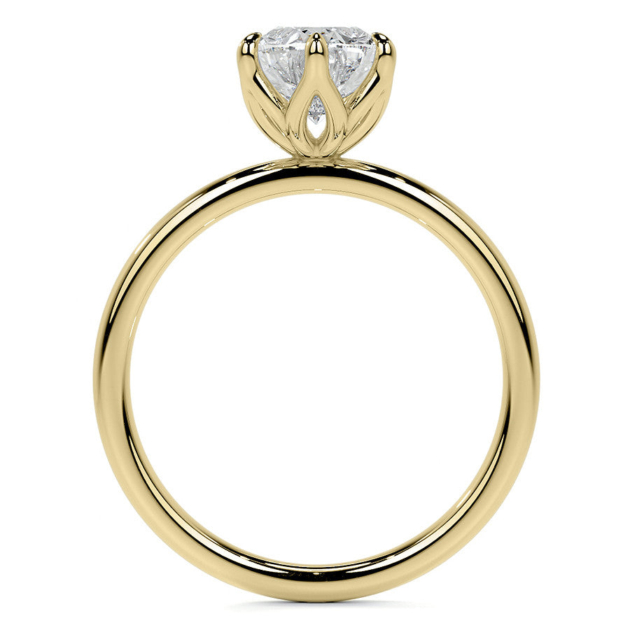 6-Prong Oval Petal Inspired Moissanite Solitaire Ring