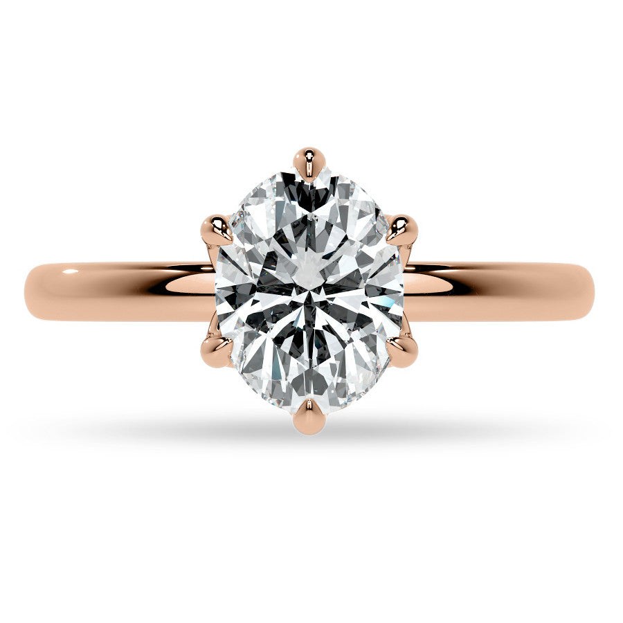 6-Prong Oval Petal Inspired Moissanite Solitaire Ring