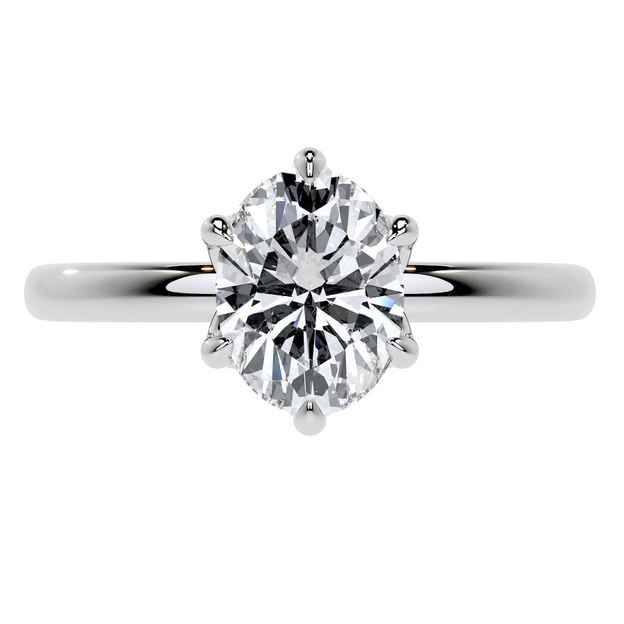 6-Prong Oval Petal Inspired Moissanite Solitaire Ring