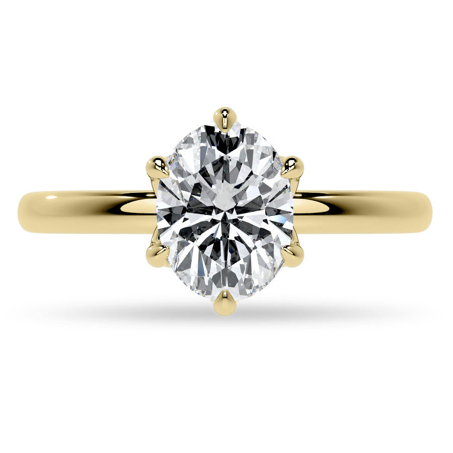 6-Prong Oval Petal Inspired Moissanite Solitaire Ring