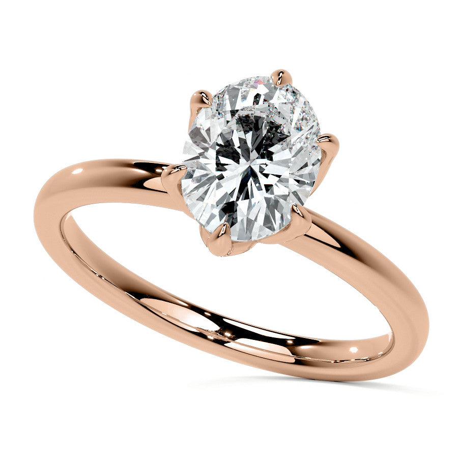 6-Prong Oval Petal Inspired Moissanite Solitaire Ring