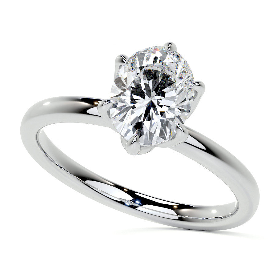 6-Prong Oval Petal Inspired Moissanite Solitaire Ring