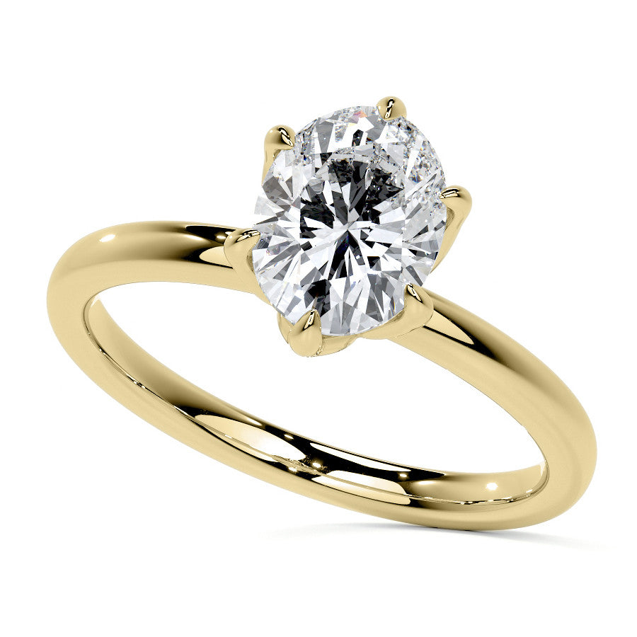 6-Prong Oval Petal Inspired Moissanite Solitaire Ring