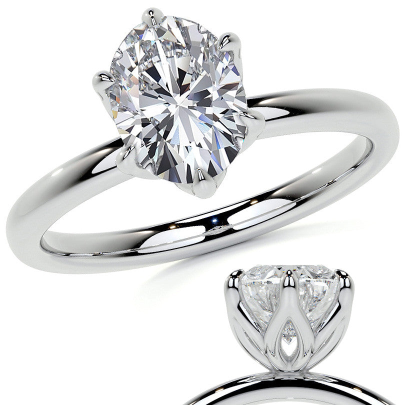 6-Prong Oval Petal Inspired Moissanite Solitaire Ring