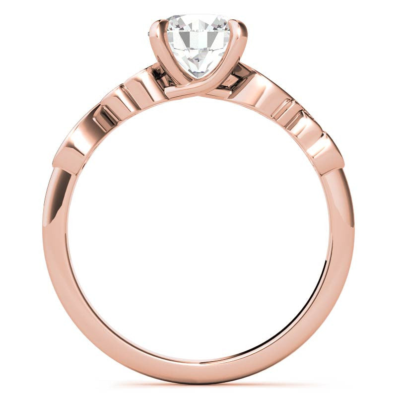 Round Trellis Moissanite Scroll Design Solitaire Ring