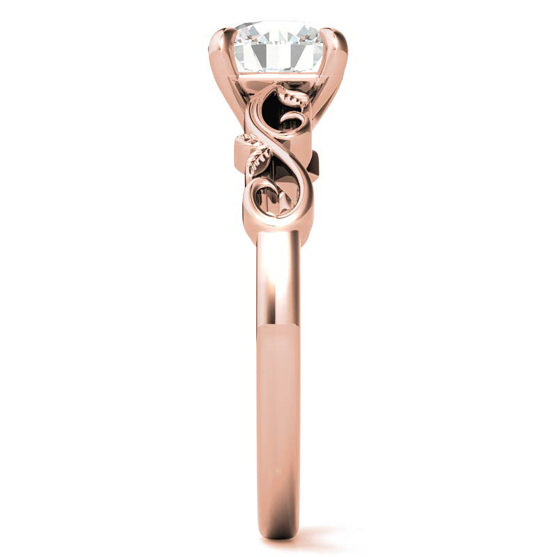 Round Trellis Moissanite Scroll Design Solitaire Ring