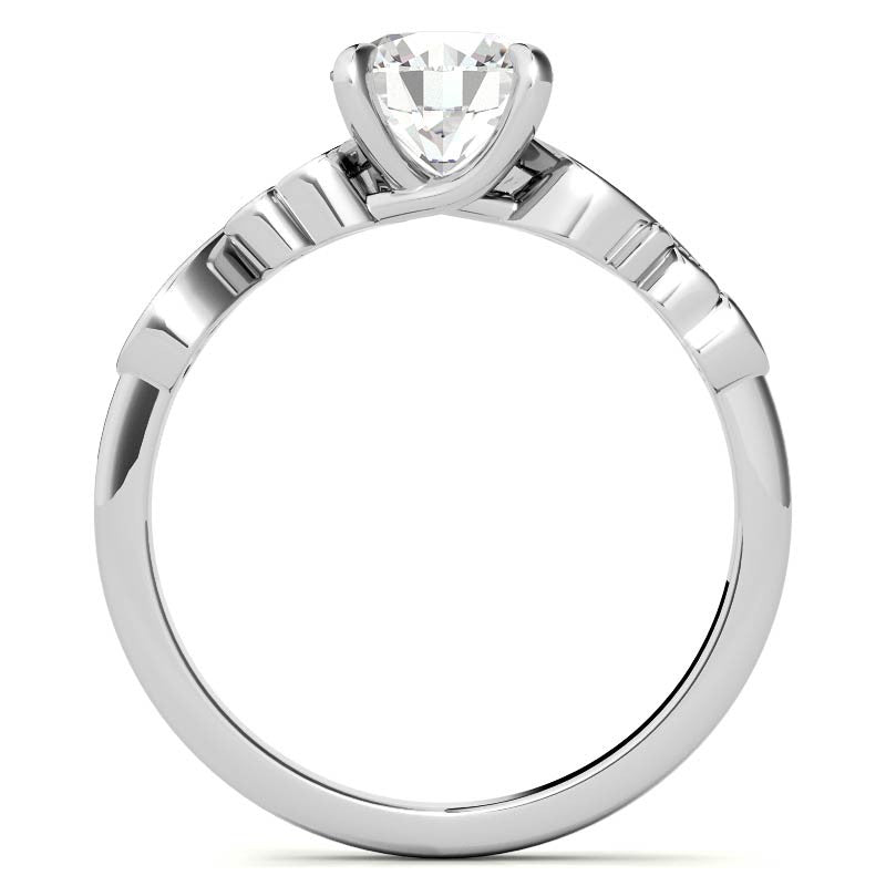 Round Trellis Moissanite Scroll Design Solitaire Ring
