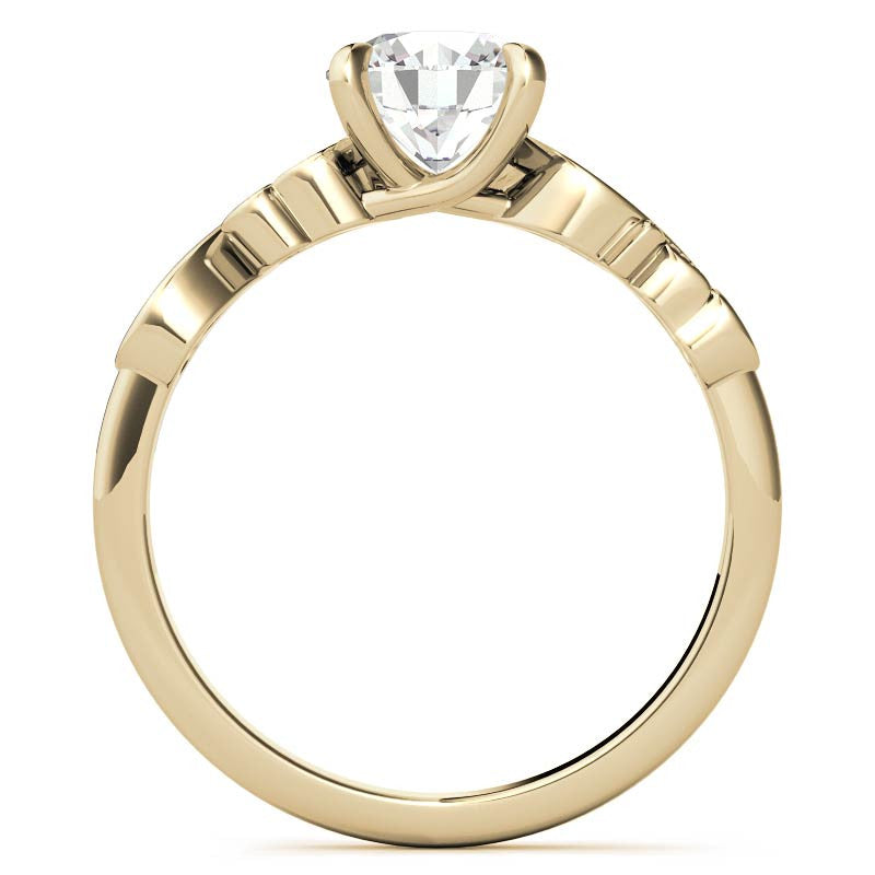 Round Trellis Moissanite Scroll Design Solitaire Ring
