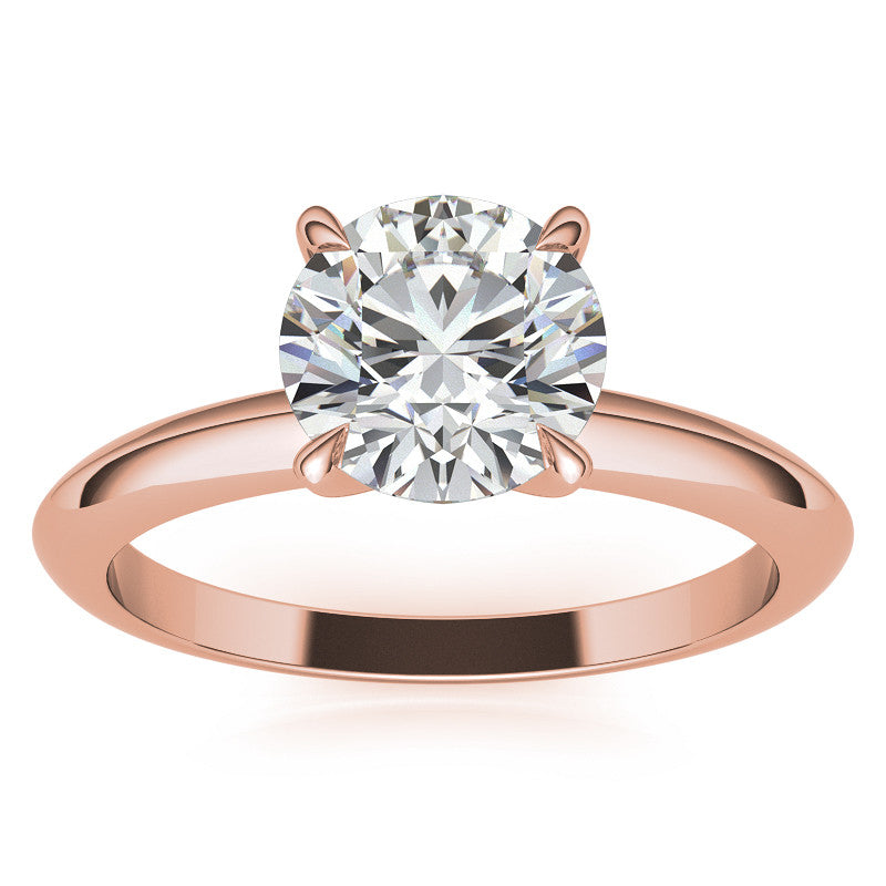 4 Prong Round Brilliant Moissanite Knife Edge Solitaire