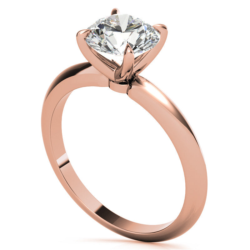 4 Prong Round Brilliant Moissanite Knife Edge Solitaire