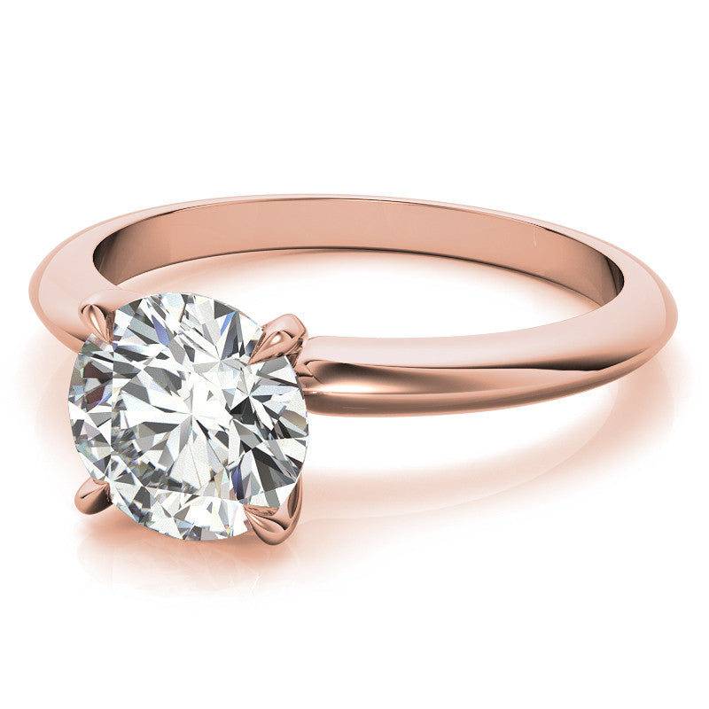 4 Prong Round Brilliant Moissanite Knife Edge Solitaire