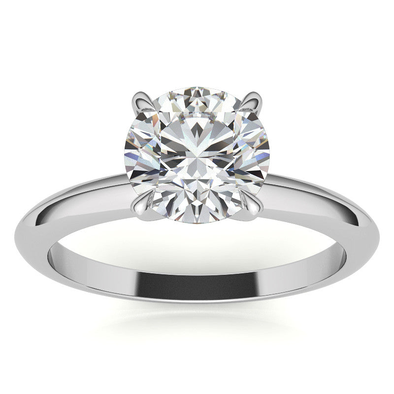 4 Prong Round Brilliant Moissanite Knife Edge Solitaire