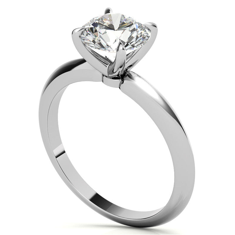 4 Prong Round Brilliant Moissanite Knife Edge Solitaire