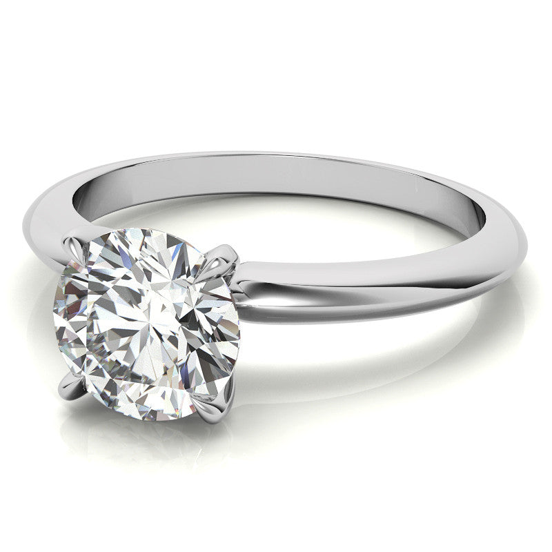 4 Prong Round Brilliant Moissanite Knife Edge Solitaire