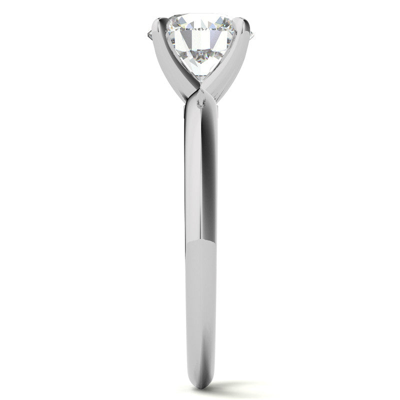 4 Prong Round Brilliant Moissanite Knife Edge Solitaire
