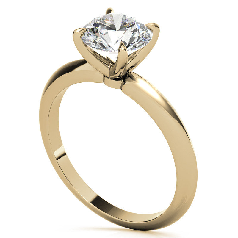 4 Prong Round Brilliant Moissanite Knife Edge Solitaire