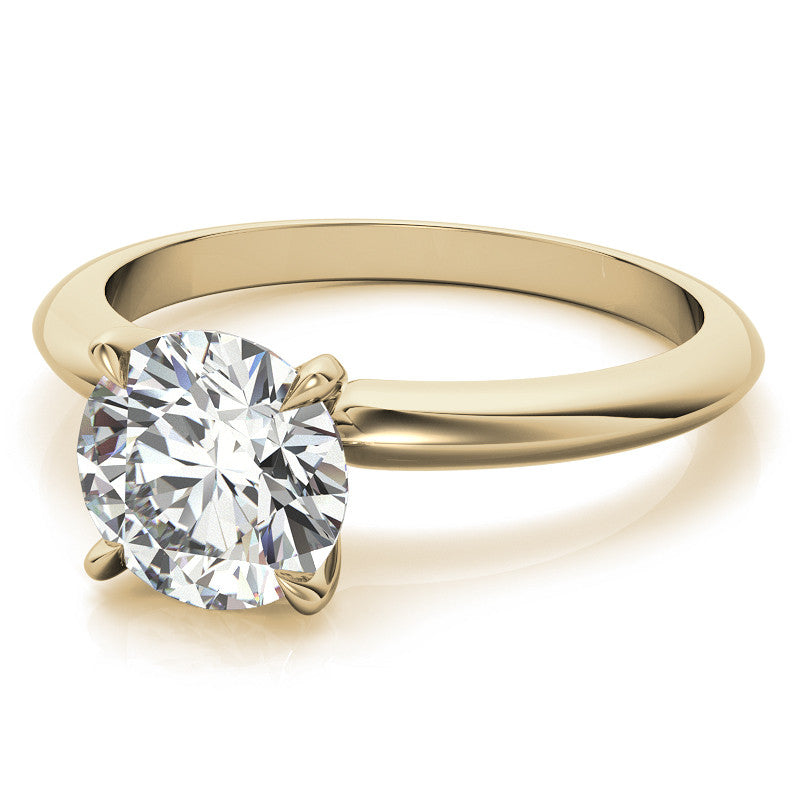 4 Prong Round Brilliant Moissanite Knife Edge Solitaire