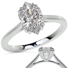 Duchess Marquise Double Prong Moissanite Solitaire Ring