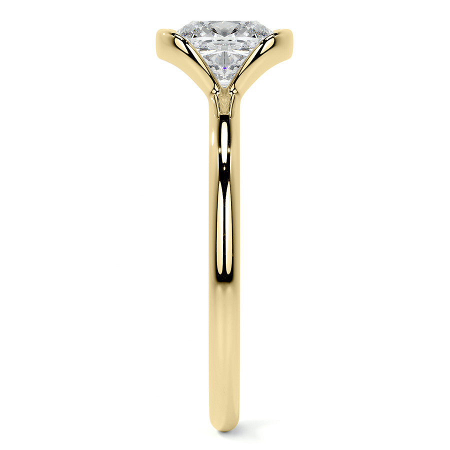 Petite Half Bezel Cushion Moissanite Solitaire Ring