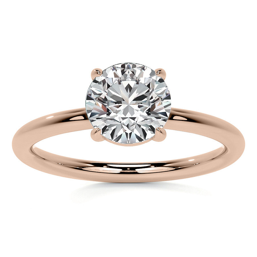 Petite 4-Prong Round Basket Moissanite Solitaire Ring