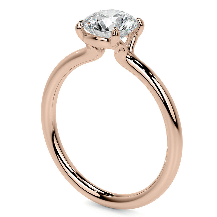 Petite 4-Prong Round Basket Moissanite Solitaire Ring