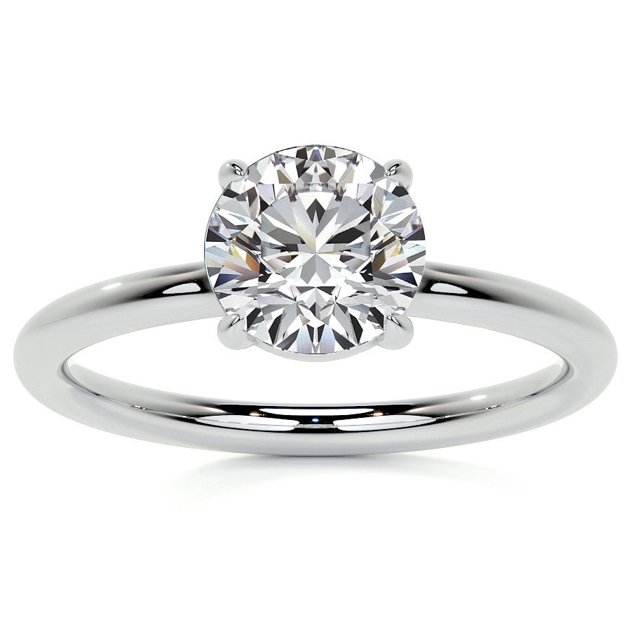 Petite 4-Prong Round Basket Moissanite Solitaire Ring