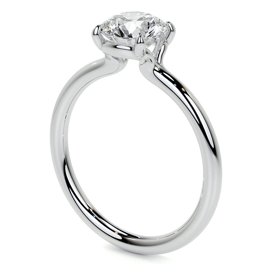 Petite 4-Prong Round Basket Moissanite Solitaire Ring