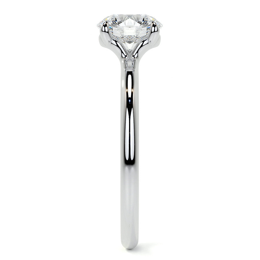Petite 4-Prong Round Basket Moissanite Solitaire Ring