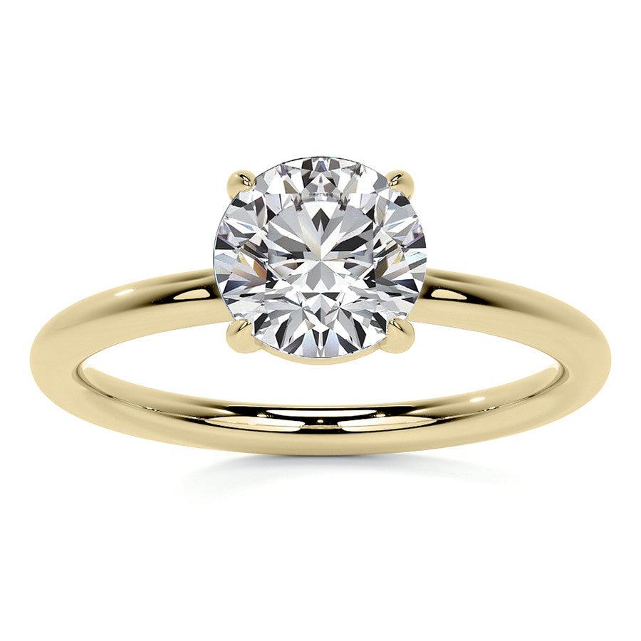 Petite 4-Prong Round Basket Moissanite Solitaire Ring