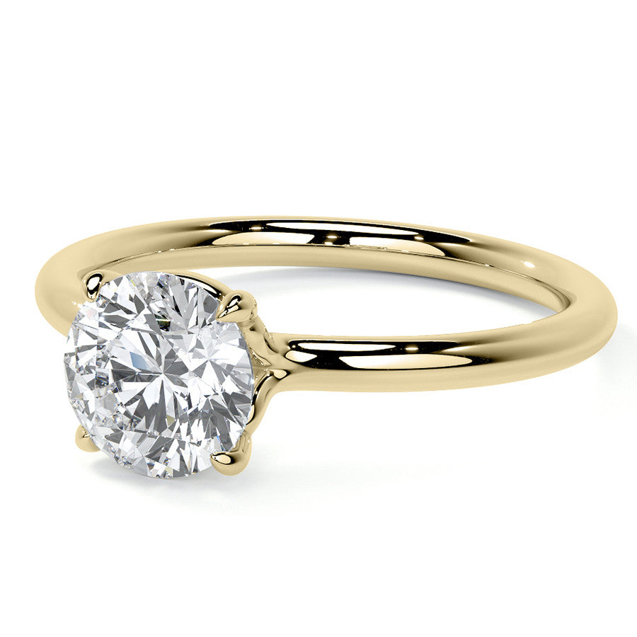 Petite 4-Prong Round Basket Moissanite Solitaire Ring