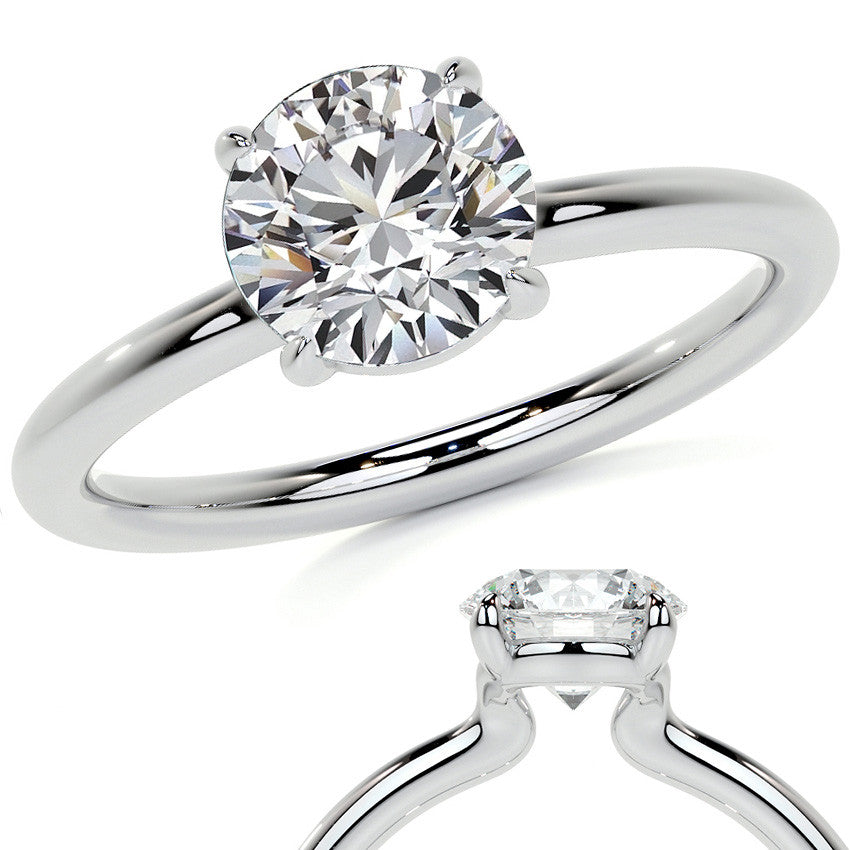Petite 4-Prong Round Basket Moissanite Solitaire Ring