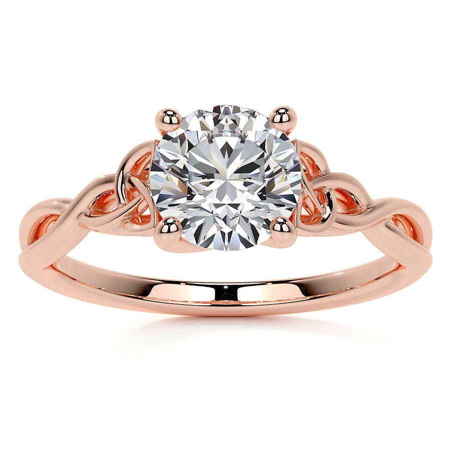 Round Celtic Knot Moissanite Infinity Style Engagement Ring