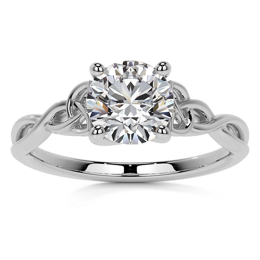 Round Celtic Knot Moissanite Infinity Style Engagement Ring