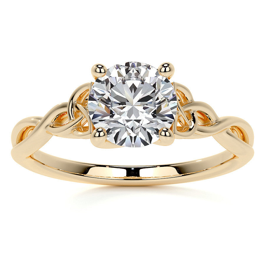 Round Celtic Knot Moissanite Infinity Style Engagement Ring