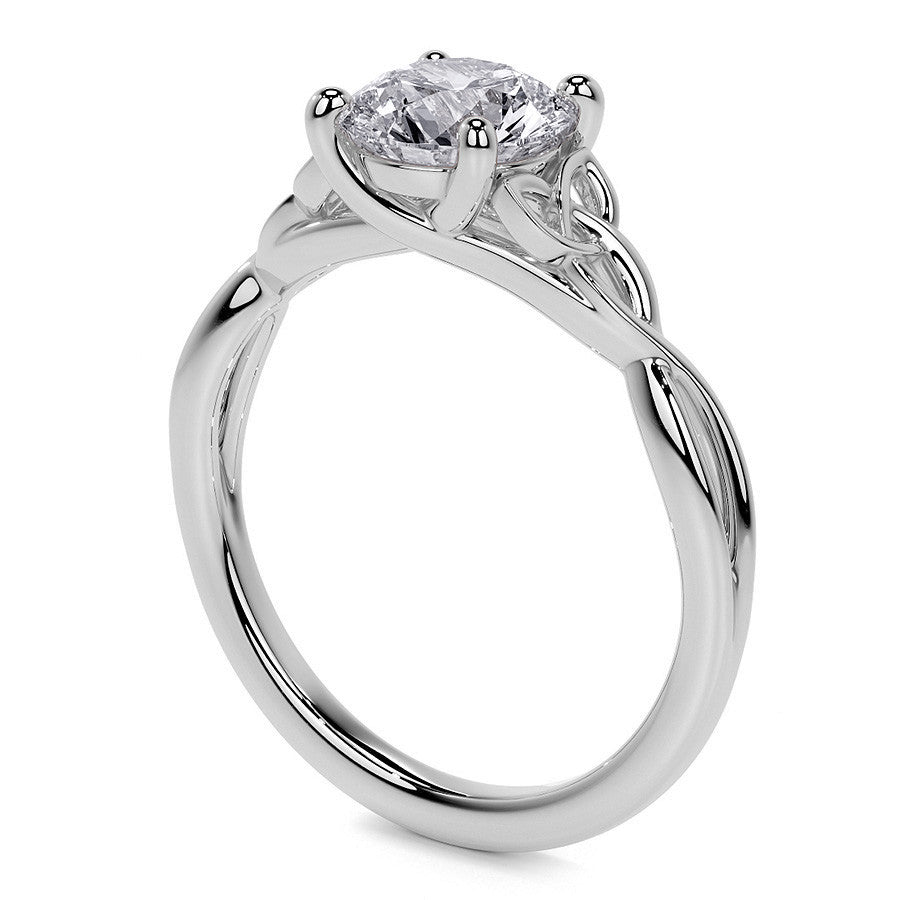 Round Celtic Knot Moissanite Infinity Style Engagement Ring
