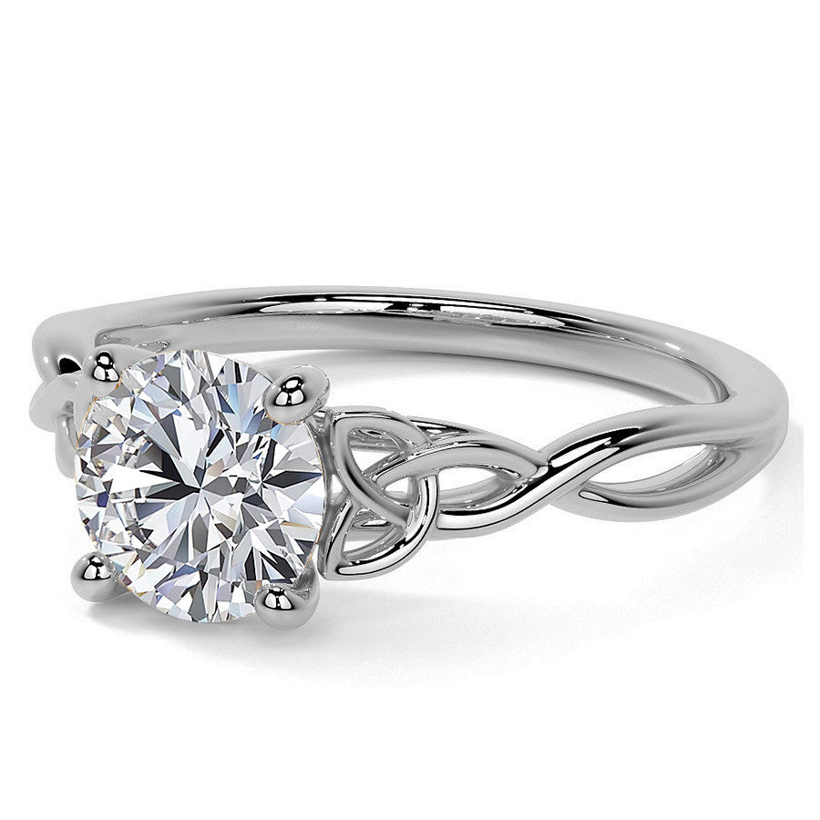 Round Celtic Knot Moissanite Infinity Style Engagement Ring
