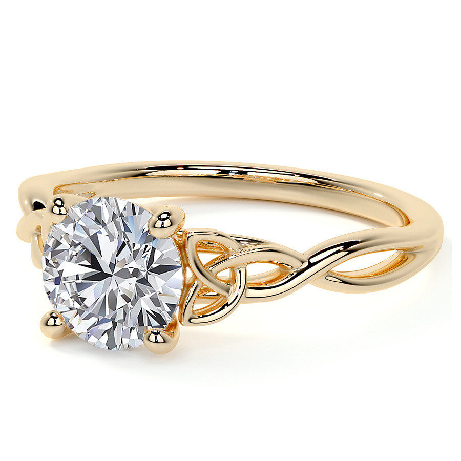 Round Celtic Knot Moissanite Infinity Style Engagement Ring