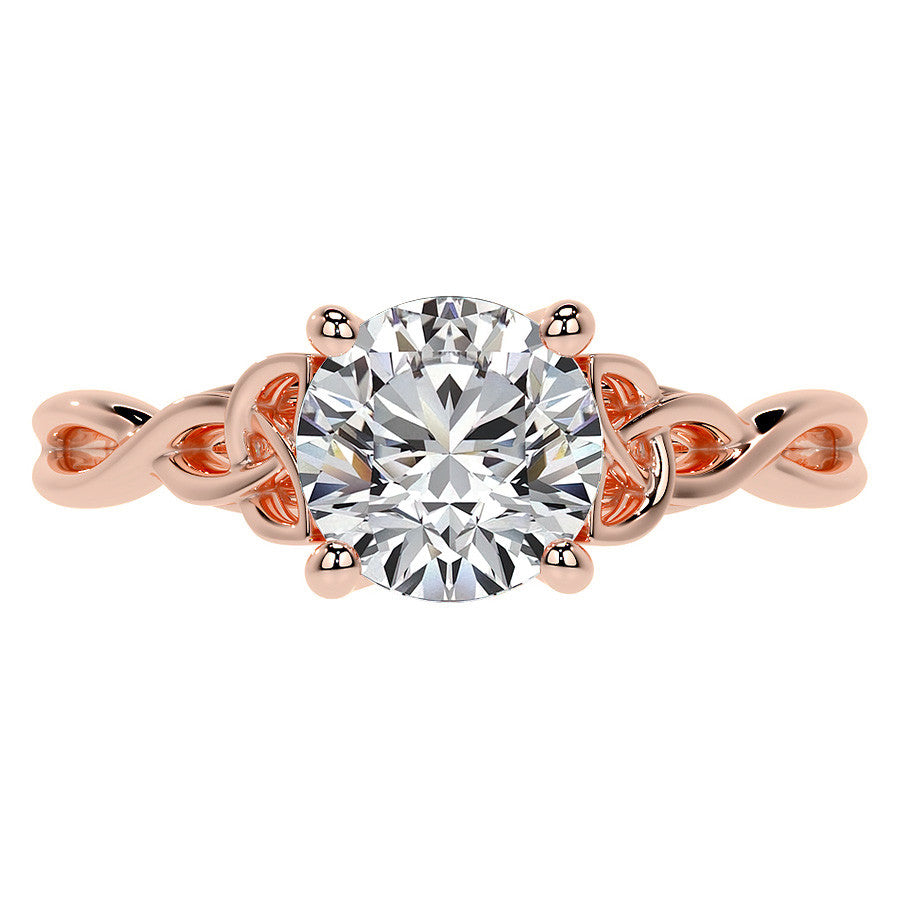 Round Celtic Knot Moissanite Infinity Style Engagement Ring
